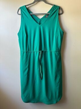 Eddie Bauer Sleeveless V-Neck Drawstring Waist Green Active Summer Dress Size L